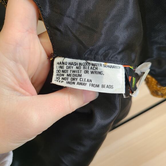 VTG Kenar Womens Gold Beaded Bird Floral Pattern Vest Size Small Tie Waistcoat - Picture 11 of 15